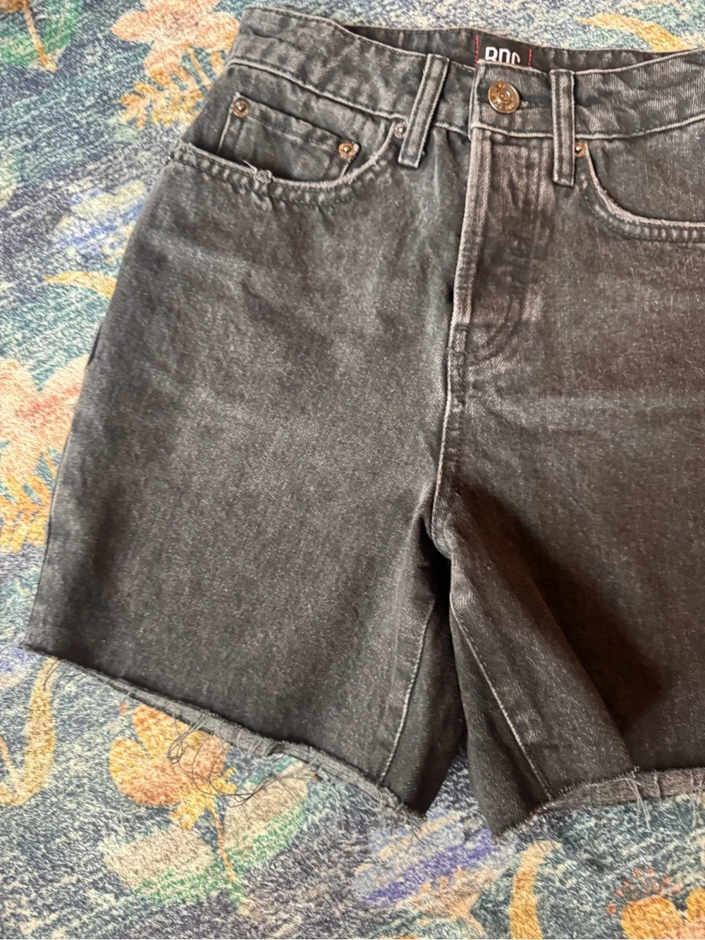 BDG Washed Black High-Rise Denim Shorts 90s Long Inseam